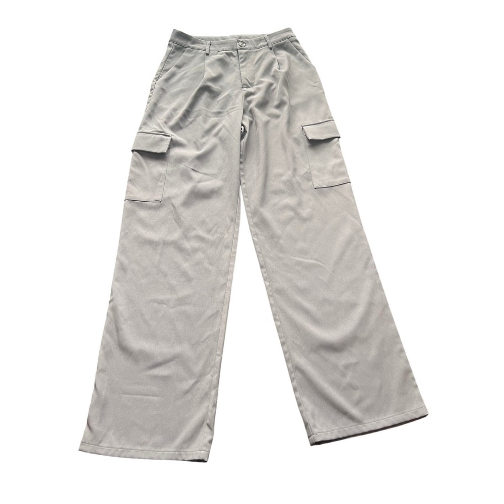 LA Hearts Grey Wide Leg Cargo Pants High Waisted Utility Trousers Small 1013